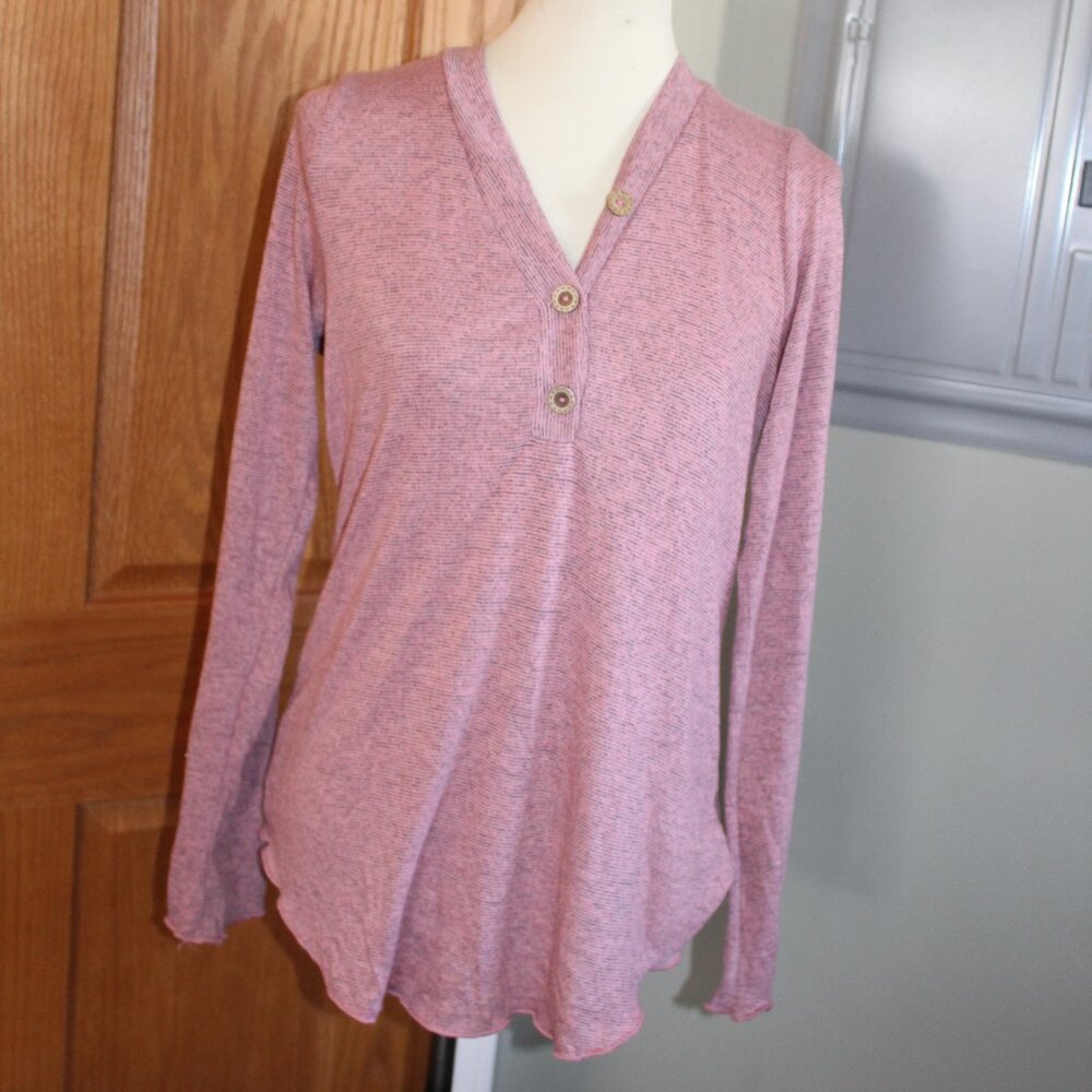 P.S. Love Mauve Juniors Small Henley Knit Top w Buttons Long Sleeve - NWT